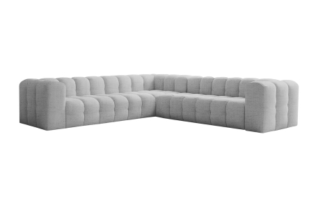 Canapé d'angle réversible MILOE 6 places avec accoudoirs en tissu