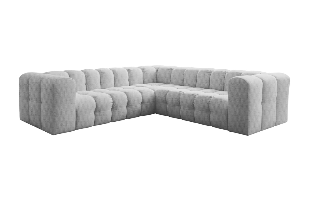Canapé d’angle réversible MILOE 4 places avec accoudoirs en tissu