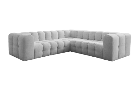 Canapé d’angle réversible MILOE 4 places avec accoudoirs en tissu