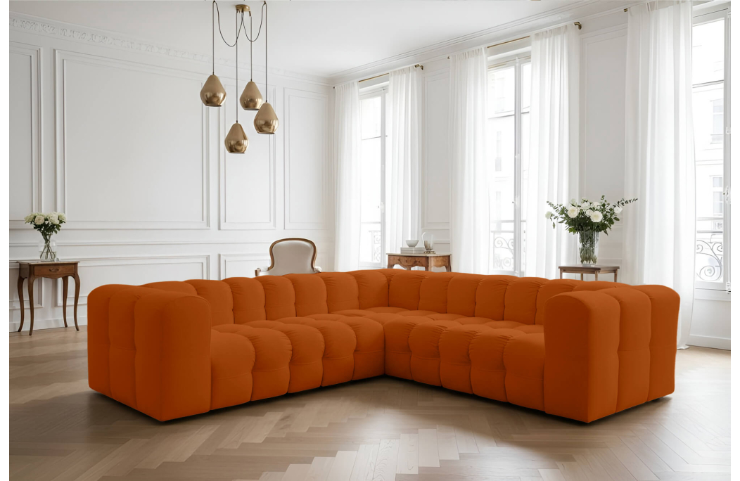 Canapé d’angle MILOE réversible 4 places en velours