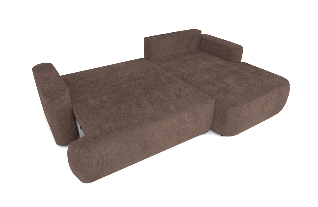 Canapé d'angle fixe CASSIS avec coffre de rangement en tissu chenille