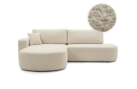 Canapé d'angle convertible IRIS avec coffre de rangement en tissu bouclette