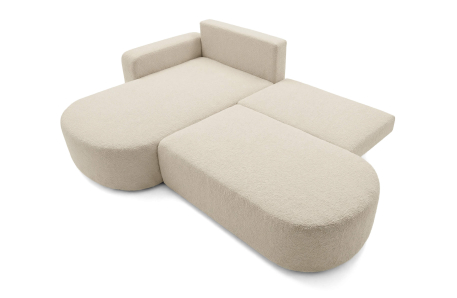 Canapé d'angle convertible IRIS avec coffre de rangement en tissu bouclette