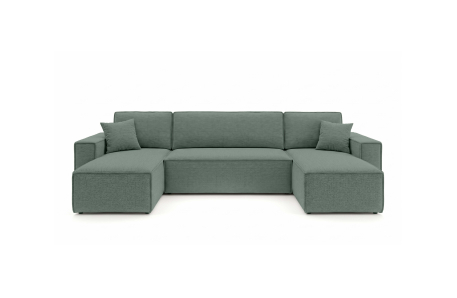 Canapé panoramique d'angle FARAH convertible avec rangement en tissu
