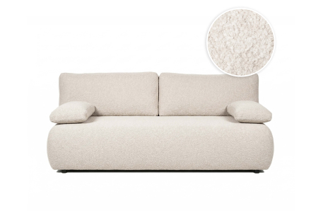 Canapé droit VELUTO 3 places convertible avec coffre en tissu bouclette