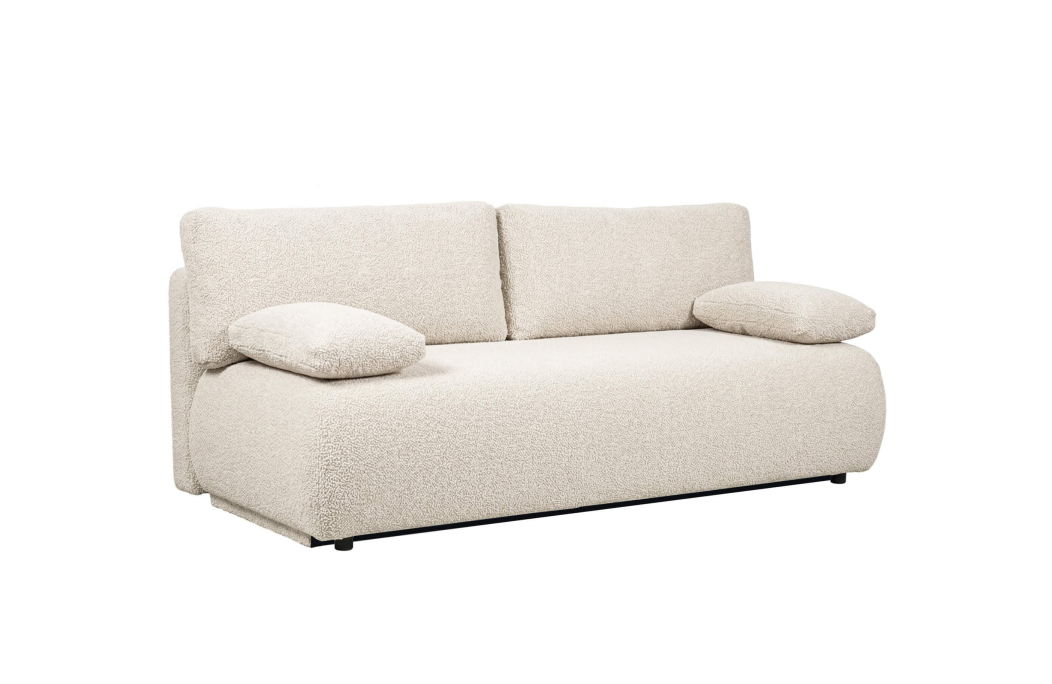 Canapé droit VELUTO 3 places convertible avec coffre en tissu bouclette