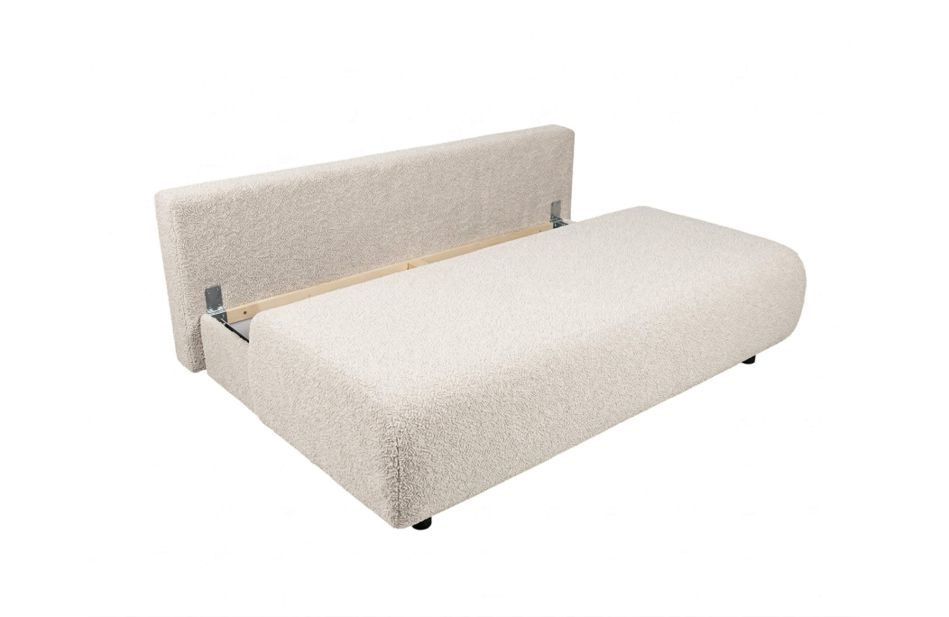 Canapé droit VELUTO 3 places convertible avec coffre en tissu bouclette