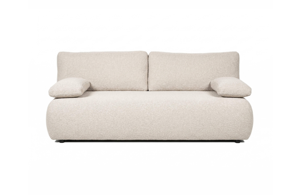 Canapé droit VELUTO 3 places convertible avec coffre en tissu bouclette