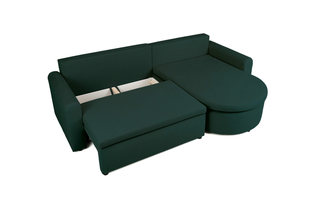 Canapé d'angle convertible VERA avec coffre en tissu