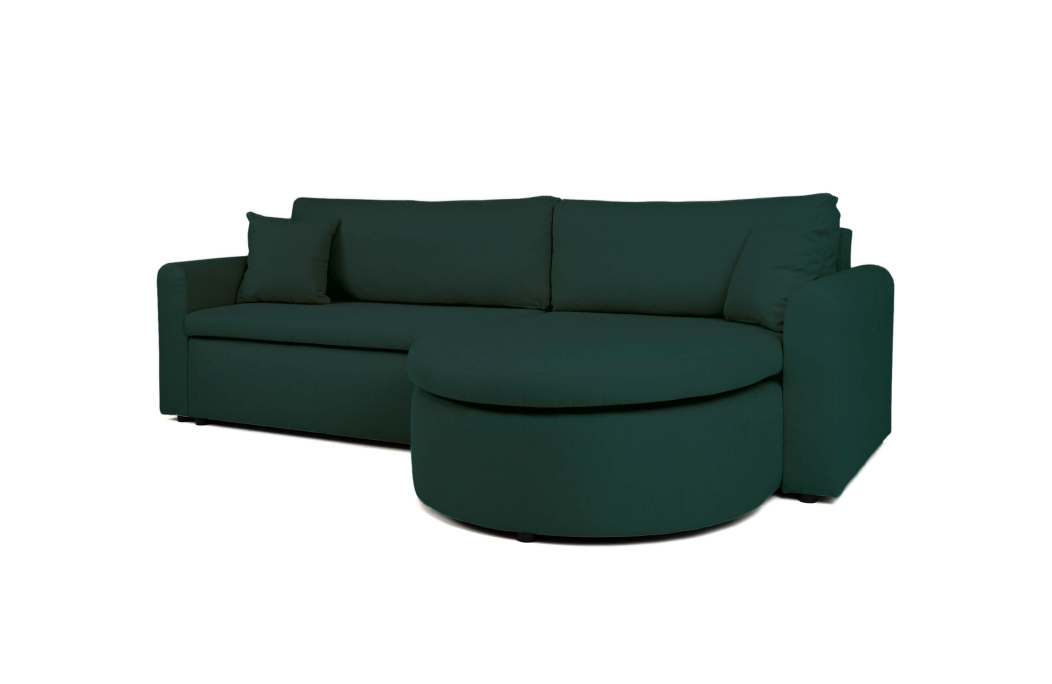 Canapé d'angle convertible VERA avec coffre en tissu