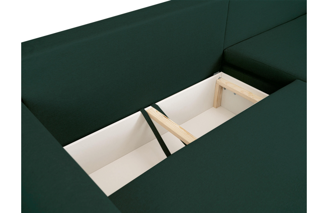 Canapé d'angle convertible VERA avec coffre en tissu