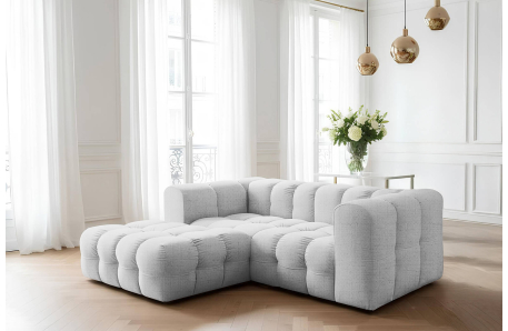 Canapé d'angle fixe MILOE MINI 3 places en tissu