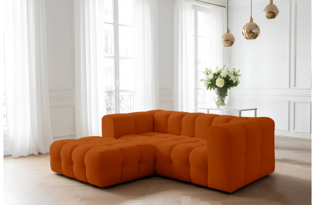 Canapé d'angle fixe MILOE MINI 3 places en velours