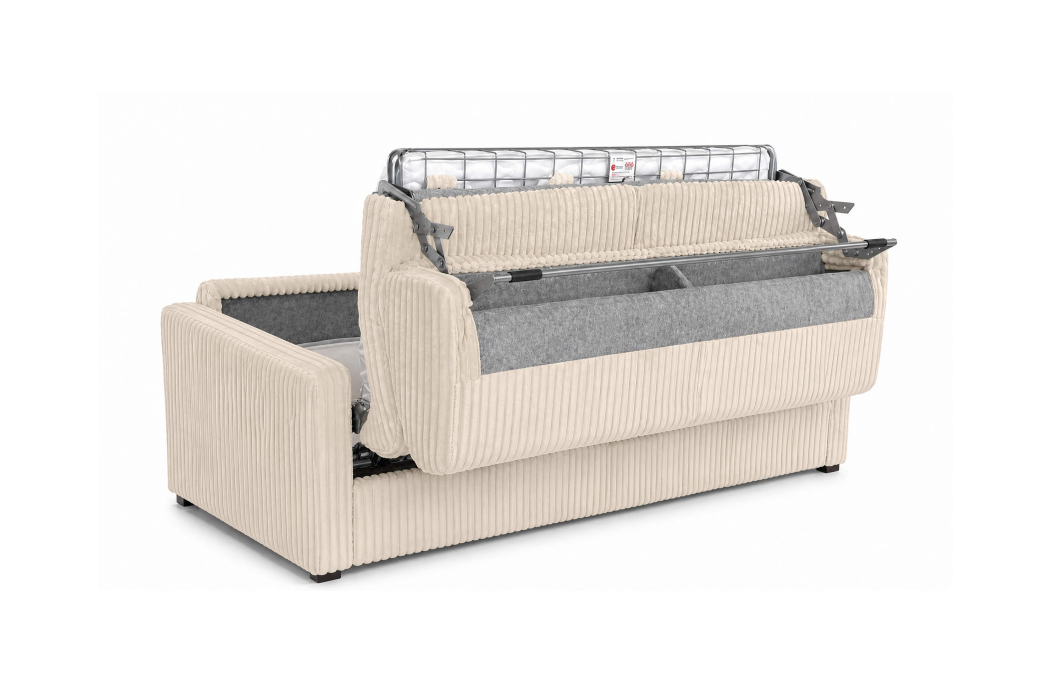 Canapé convertible express 3 places AGATHE couchage quotidien 140x190cm en velours côtelé épais - Matelas épaisseur 13cm
