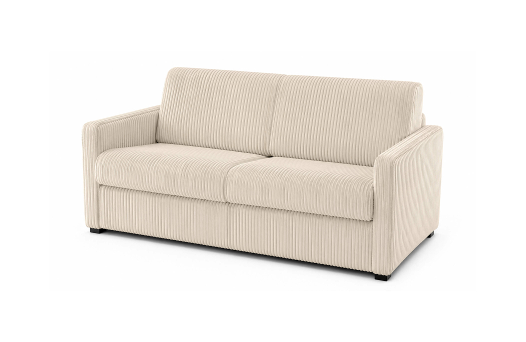 Canapé convertible express 3 places AGATHE couchage quotidien 140x190cm en velours côtelé épais - Matelas épaisseur 13cm
