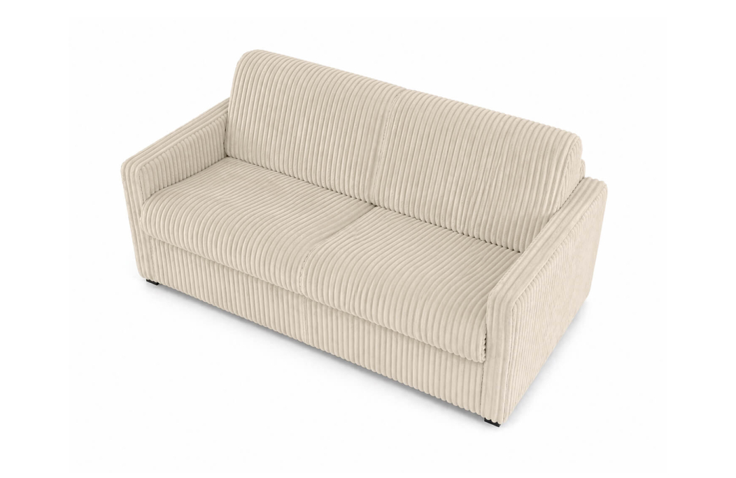 Canapé convertible express 3 places AGATHE couchage quotidien 140x190cm en velours côtelé épais - Matelas épaisseur 13cm