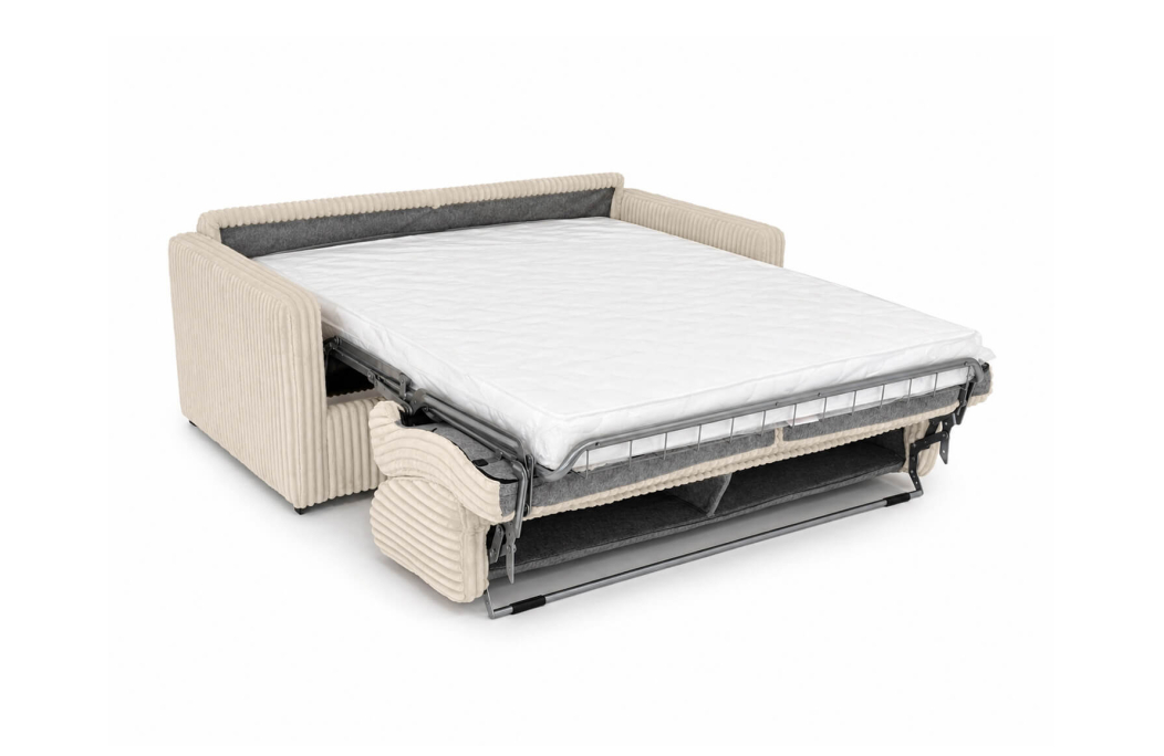 Canapé convertible express 3 places AGATHE couchage quotidien 140x190cm en velours côtelé épais - Matelas épaisseur 13cm