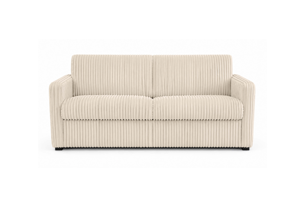 Canapé convertible express 3 places AGATHE couchage quotidien 140x190cm en velours côtelé épais - Matelas épaisseur 13cm
