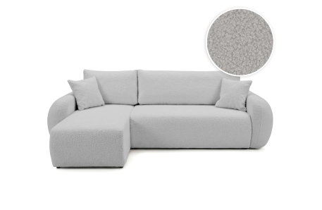 Canapé d'angle ALYA convertible réversible avec rangement en tissu bouclette