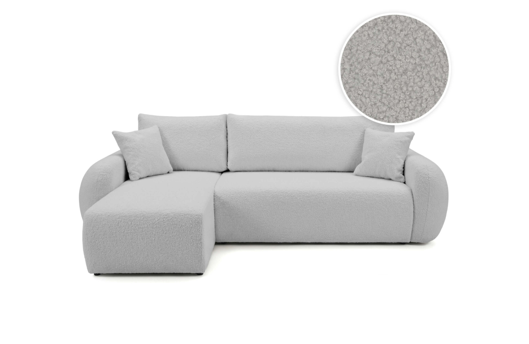 Canapé d'angle ALYA convertible réversible avec rangement en tissu bouclette