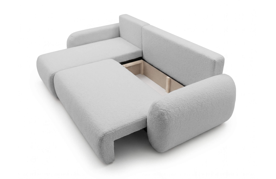 Canapé d'angle ALYA convertible réversible avec rangement en tissu bouclette