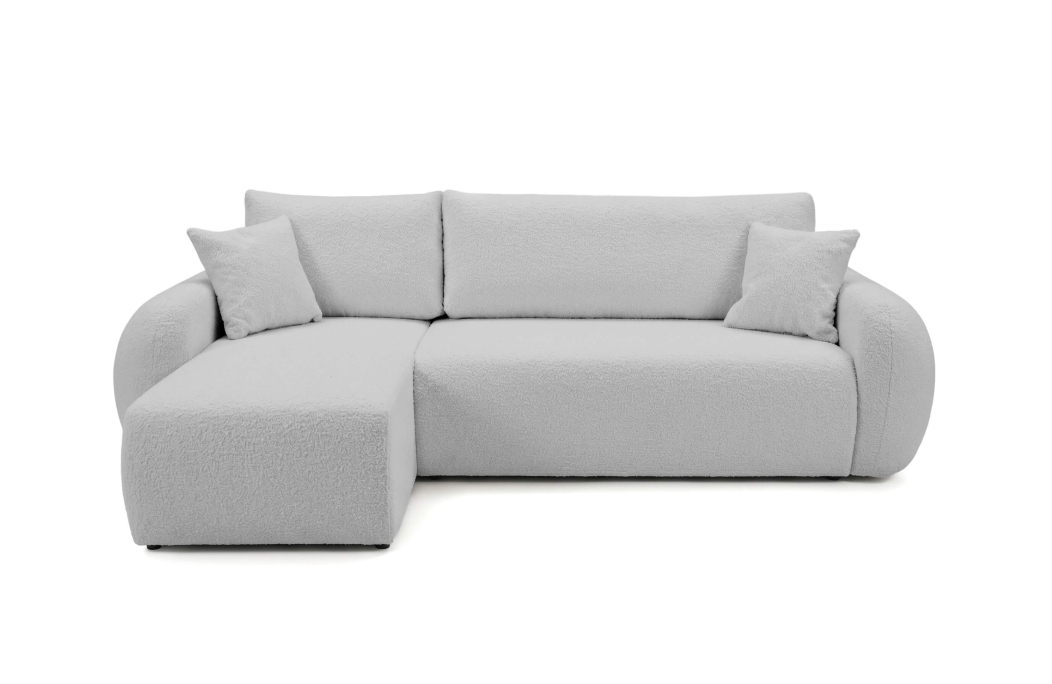 Canapé d'angle ALYA convertible réversible avec rangement en tissu bouclette