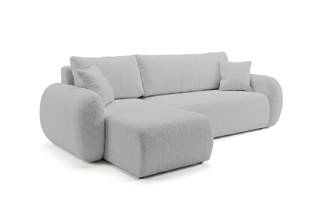 Canapé d'angle ALYA convertible réversible avec rangement en tissu bouclette