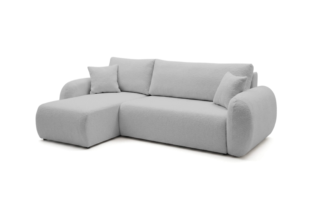Canapé d'angle ALYA convertible réversible avec rangement en tissu bouclette
