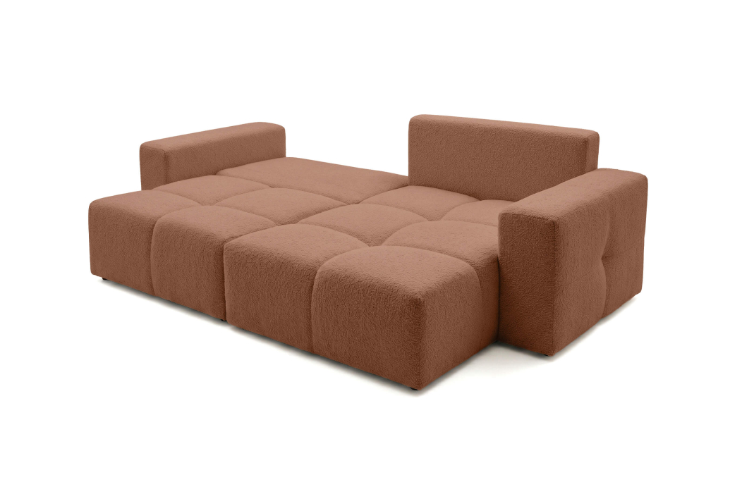 Canapé d'angle CELINE convertible réversible avec coffre en tissu bouclette