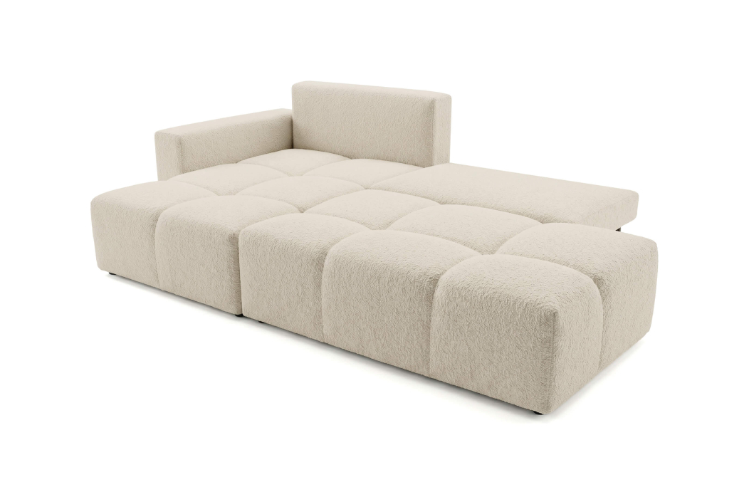 Canapé d’angle CELINE convertible avec coffre en tissu bouclette