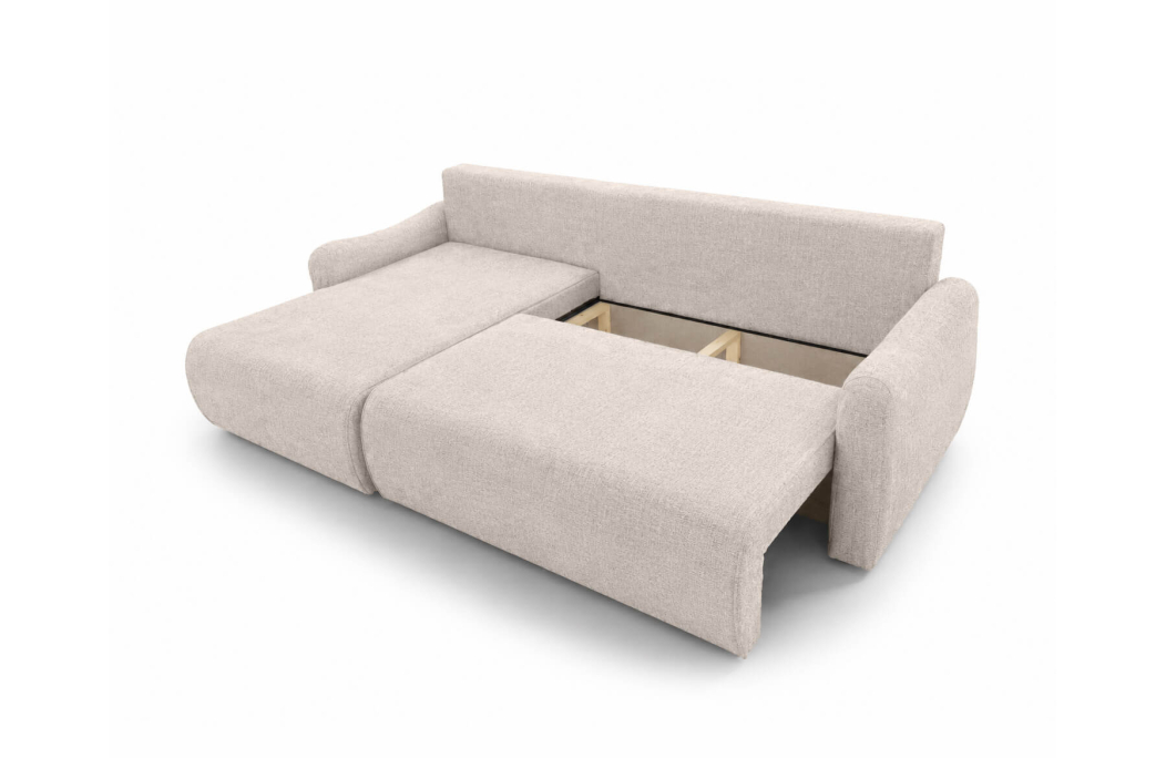 Canapé d'angle réversible APOLINE convertible avec coffre en tissu
