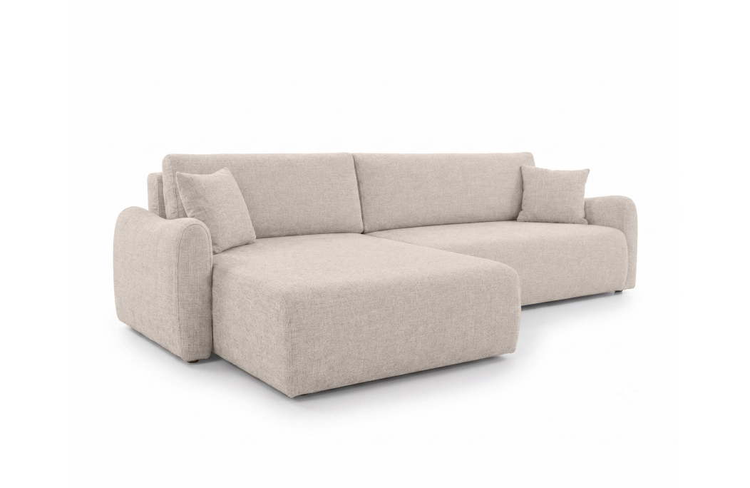Canapé d'angle réversible APOLINE convertible avec coffre en tissu