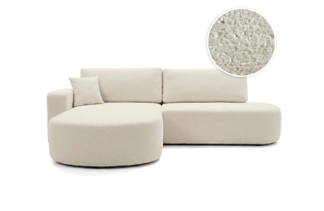 Canapé d'angle KIARA max réversible et convertible en tissu bouclette