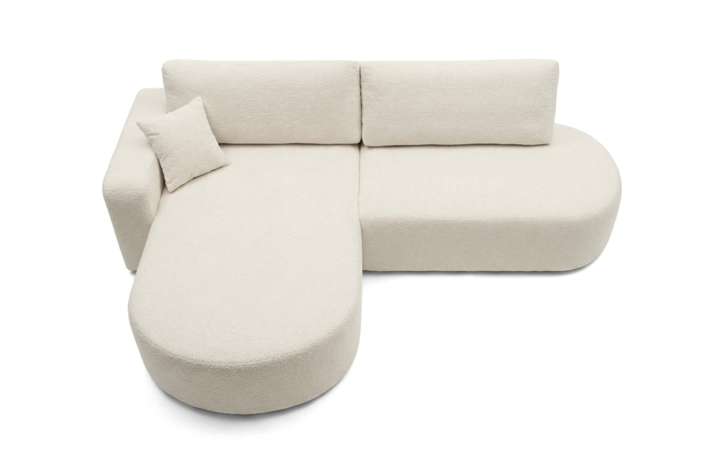 Canapé d'angle KIARA max réversible et convertible en tissu bouclette