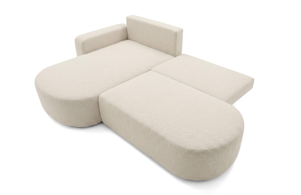Canapé d'angle KIARA max réversible et convertible en tissu bouclette