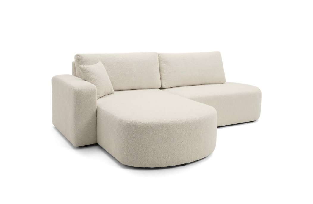 Canapé d'angle KIARA max réversible et convertible en tissu bouclette