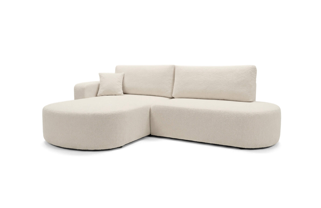 Canapé d'angle KIARA max réversible et convertible en tissu bouclette
