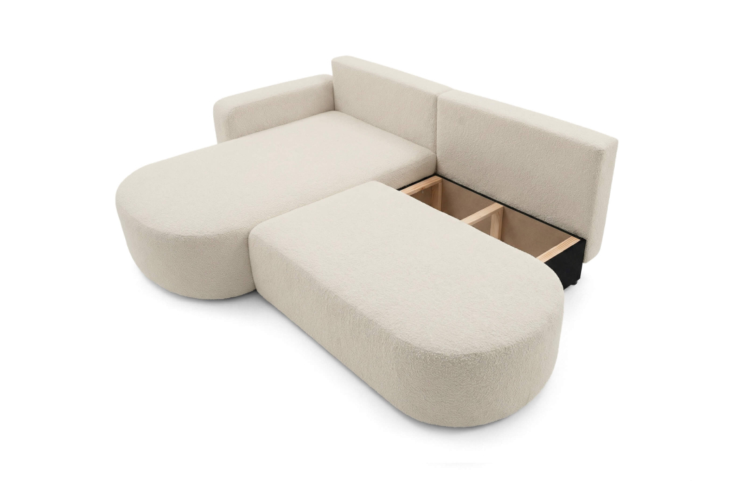 Canapé d'angle KIARA max réversible et convertible en tissu bouclette