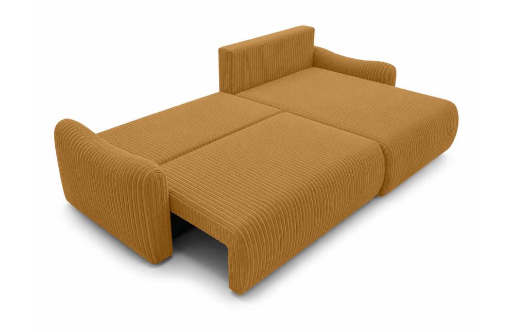 Canapé d'angle APOLINE réversible convertible avec coffre en velours côtelé