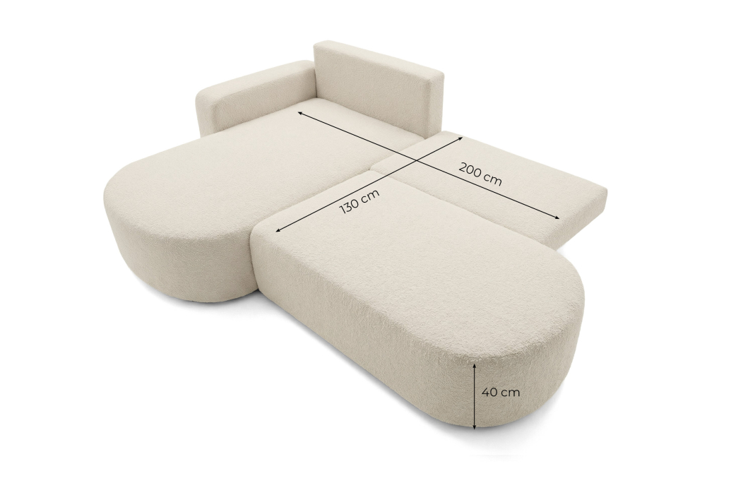 Canapé d'angle max réversible et convertible KIARA 5 places en tissu bouclette