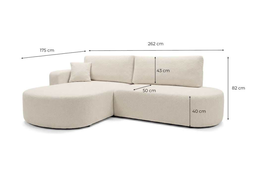 Canapé d'angle KIARA max réversible et convertible en tissu bouclette