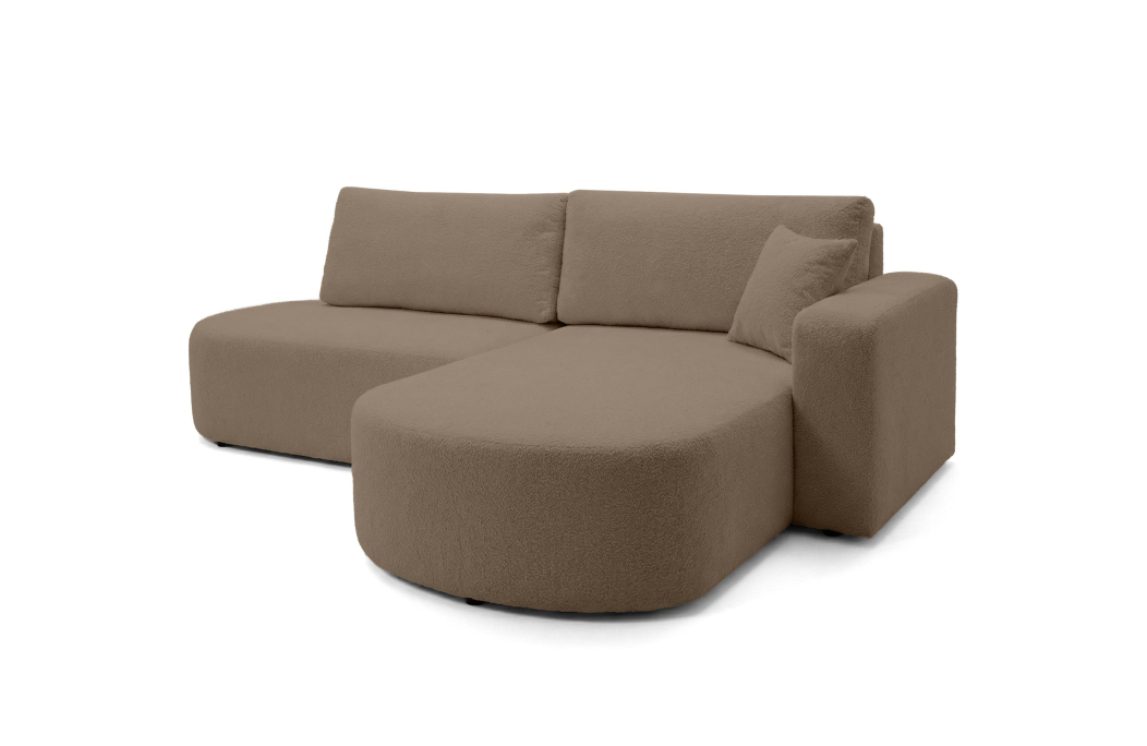 Canapé d'angle max réversible et convertible KIARA 5 places en tissu bouclette
