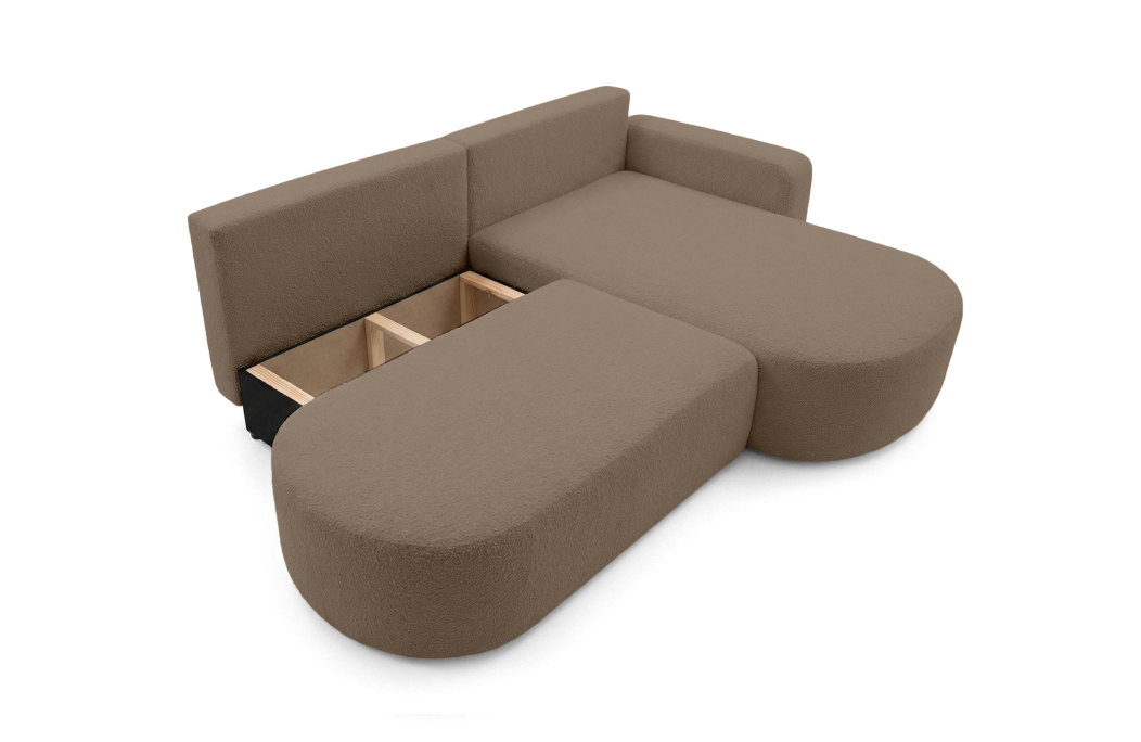 Canapé d'angle max réversible et convertible KIARA 5 places en tissu bouclette