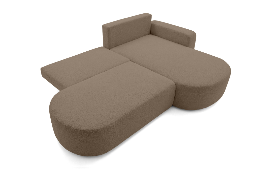 Canapé d'angle max réversible et convertible KIARA 5 places en tissu bouclette