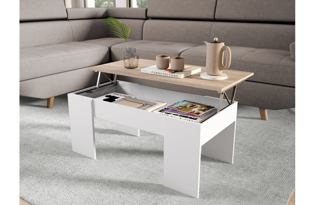 Table basse GOTHAM avec plateau relevable et rangement