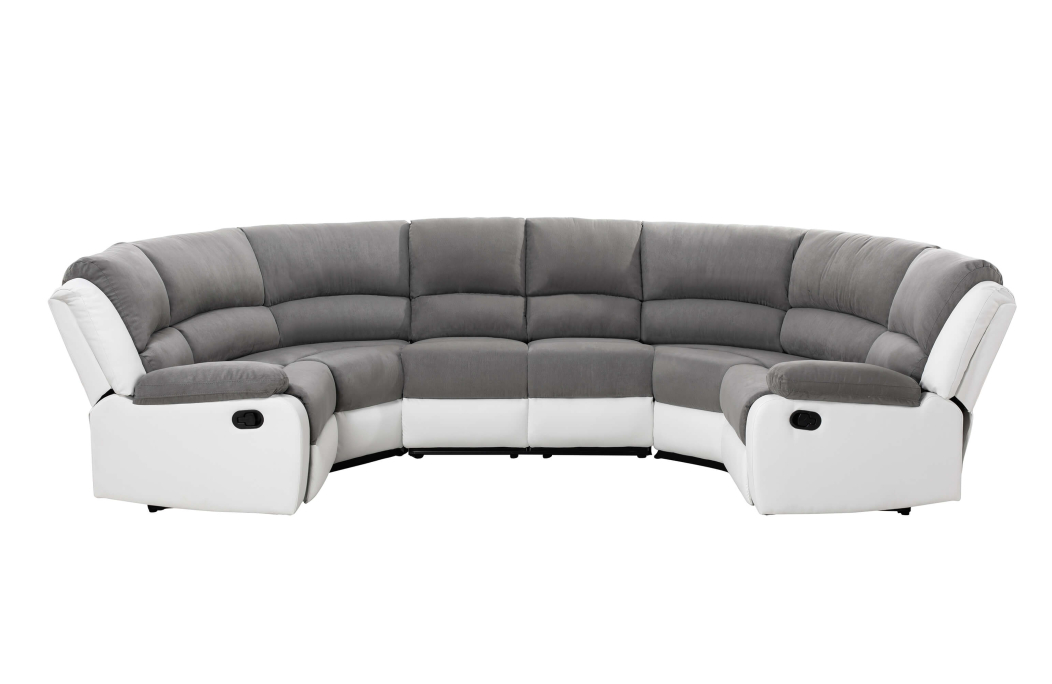 RELAXXO - Canapé de Relaxation manuel Panoramique LEO 8 places bi-matière Microfibre/Simili