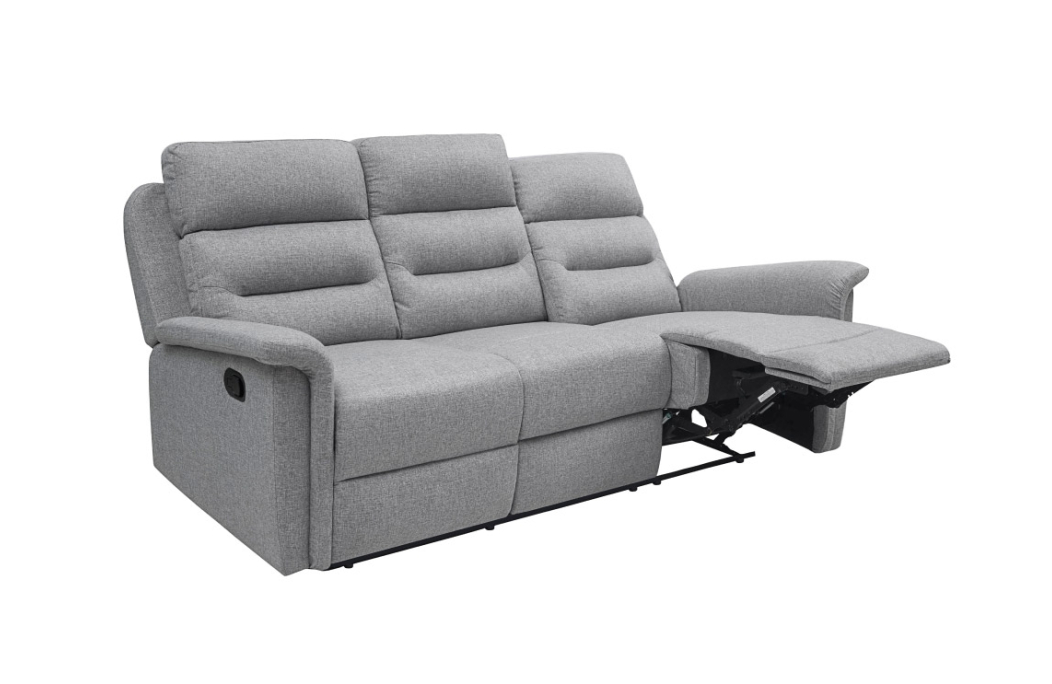 Canapé de Relaxation 3 places en Tissu Gris LÉON