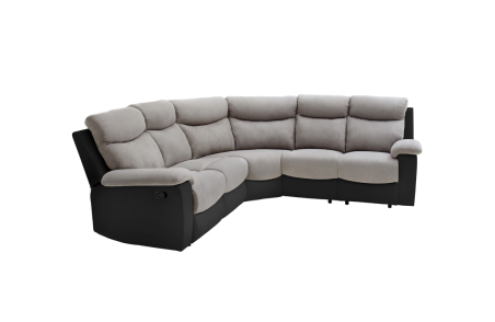 RELAXXO - Canapé de relaxation manuel panoramique 6 places OSCAR - Microfibre/Simili Gris/Noir