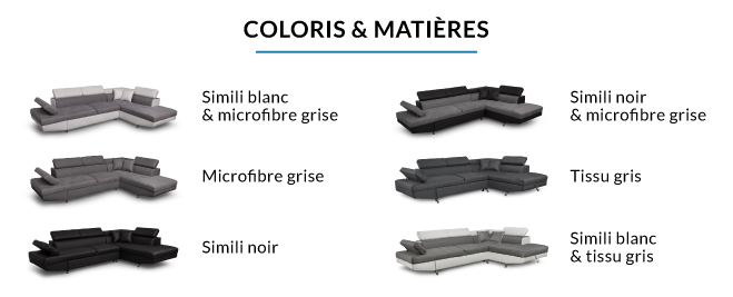 Canapé d'angle rio dans ses six coloris différents