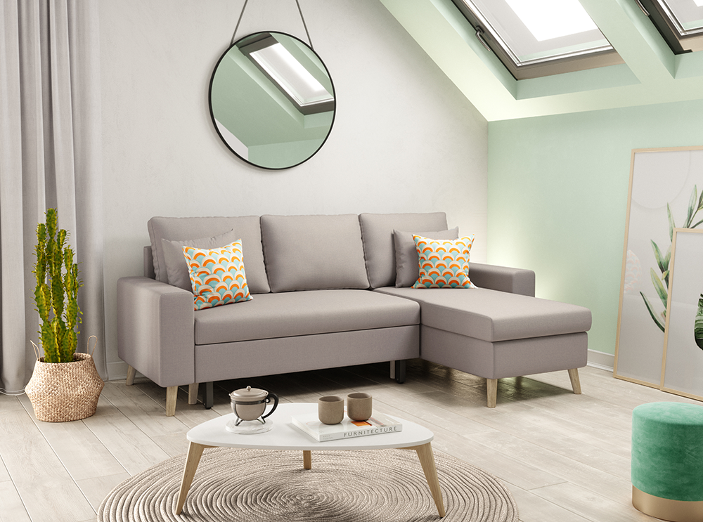 Canapé d'angle scandinave convertible et réversible MARIA